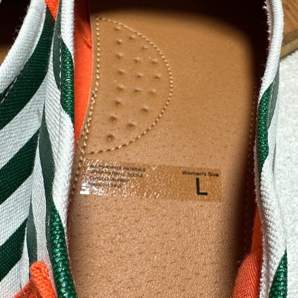 NCAA Miami Hurricanes Canvas Slip On Casual Shoes Orange Green Women’s L-(9-10) - Picture 8 of 8